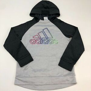Adidas Hoodie Boys L L/S Gray Dark Gray Kangaroo Pocket Light Knit Sweatshirt