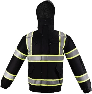 Class 3 Black High Visibility Waterproof Bomber Jacket - Image 1 of 4