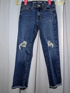 Girls Ankle Straight Stretch Frayed Jeans Cat & Jack Distressed - Picture 1 of 6