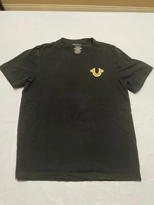 True Religion Horseshoe Mens Size Medium M T-Shirt Gold / Black Buddha 2002 -755 - Picture 1 of 4