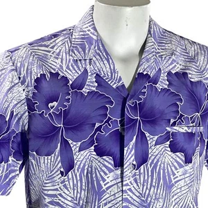 Camisa Hawaiana Vintage Royal Creations Mediana Flores Tropicales Púrpura Blanca - Imagen 1 de 8