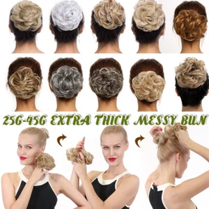 Messy Bun Chic Hair Piece Scrunchie THICK Natural Hair Extensions Curly as Real - Picture 1 of 51