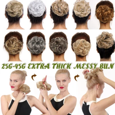 Messy Bun Chic Hair Piece Scrunchie THICK Natural Hair Extensions Curly as Real - Image 1 of 4