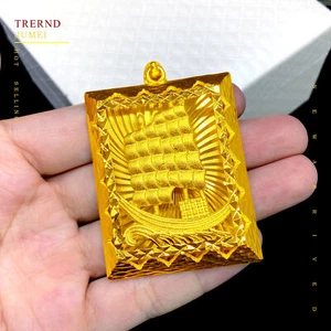 Men's fashion Smooth sailing 22K 23K 24K Thai Baht Gold Filled Yellow Jewelry - Picture 1 of 9