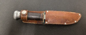 Vintage Marbles Gladstone Fixed 4" Blade Knife with Leather Sheath -NH - Picture 1 of 8