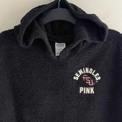Толстовка с капюшоном Victorias Secret розовая бывшая в употреблении размер L семинолы Florida квадратный черный плюшевый мишка - Изображение 1 из 4