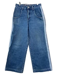 Vintage BUM Womens Jeans Size 7/8 Side Stripe Straight Wide Leg Baggy Streetwear - Picture 1 of 12