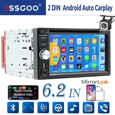 Doppel 2 DIN Autoradio Android Auto Carplay Mit Kamera CD DVD RDS 3USB Bluetooth - Bild 1 von 4