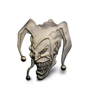 Wicked Clown Metal Car Emblem - Bronze Horror Badge Gothic Tactical Auto Decor - Picture 1 of 7