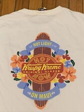 Krispy Kreme Doughnuts White T-Shirt Kahului Maui Hawaii Size Medium Floral