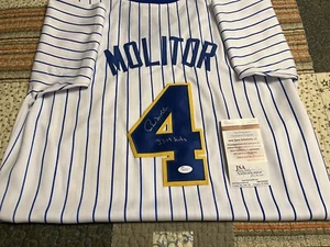 PAUL MOLITOR Signed White Custom Jersey - 3329 Hits Inscription - Picture 1 of 6