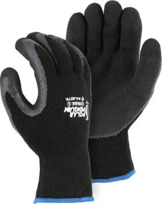 MAJESTIC Polar Penguin Heavy Knit WINTER Grip Latex Palm 3396BK lined insulated gloves