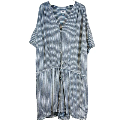 Mameluco jersey antiguo azul marino para mujer talla XXL mezcla de lino pantalones cortos náuticos playa viaje Foto 1 de 4