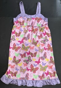 Nick & Nora Satin Butterfly Nightgown Sleepwear Girl’s Sz XL 14/16 Pink & Purple - Picture 1 of 10
