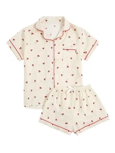 Women's 2 Piece Pajama Set Matching Pjs Sets Cute Printed Sleepwear Button Up... - Picture 1 of 7