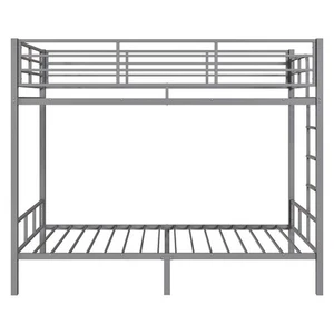 Bunk Bed Twin Over Twin Metal Bunk Bed with Built-in Ladder & Safety Guardrail - Picture 1 of 17