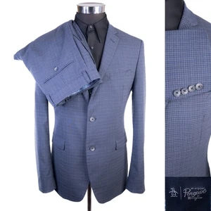 Pinguin Munsingwear 2-teiliger Anzug blau kariert Sakko Blazer Gr. 40 L Hose 34 X 33 - Bild 1 von 18
