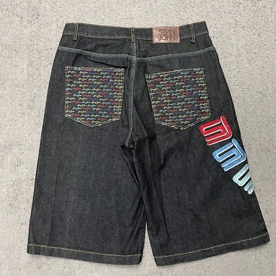 Vintage Sean John Jorts Mens 36 Black Baggy Embroidered Hip Hop Skater Cyber Y2K - Image 1 of 4