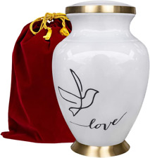 Modern Love White Large Adult Urn for Human Ashes - up to 200lbs, 