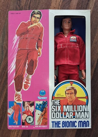Six Million Dollar Bionic Man Steve Austin Kenner action figure 13 inch 1975 Box Cover