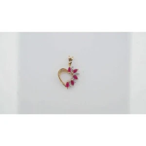 Charm Diamante Oro Giallo 14k Rubino Gioielli Pregiati 0,40 TCW - Foto 1 di 6