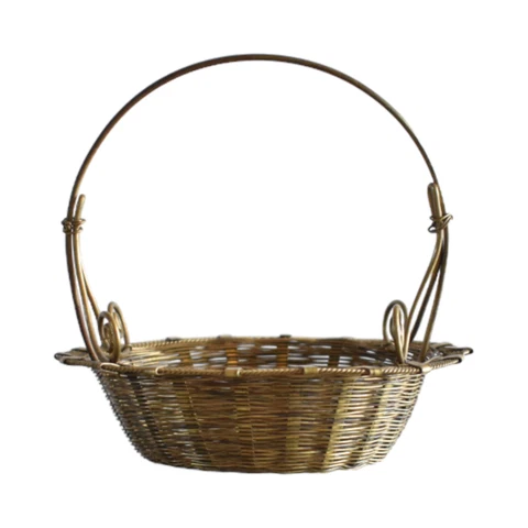 Antique Miniature Brass Wire Basket Cover