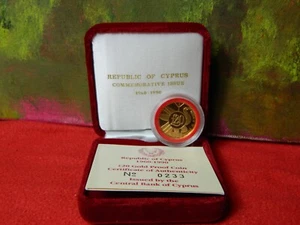 Cyprus, 1990, 20 pounds, Gold Coin, THE REPUBLIC, Proof , 91.7%, 7.98 gr Gold - Picture 1 of 10