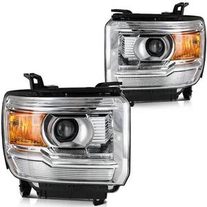 Par de montaje de faros proyectores para GMC Sierra 2014 2015 2016-2019 cromados - Imagen 1 de 10