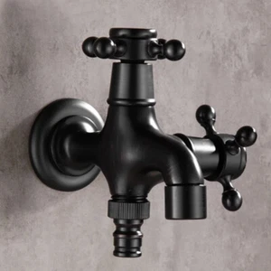 Modern Black bronze single cold tap Outdoor Faucet Garden Wall Double Using Tap - Picture 1 of 6