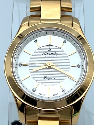 Atlantic Seapair Ladies Swiss Quartz Watch Yellow Gold PVD 20335.45.21 MSRP $350 - Image 1 of 4