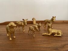 Heavy Gold Painted Metal Miniature Animals Collection Dog Donkey Horse Squirrel