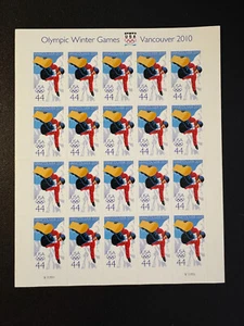 2010 Vancouver Olympic Winter Games USA 44¢ Stamp Sheet Full Mint 20 Snowboard - Picture 1 of 8