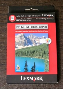 LEXMARK PREMIUM PHOTO PAPER NEW BOX Of High Gloss 70 Sheet Box, Inkjet 4" × 6" - Picture 1 of 6