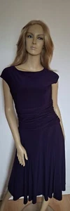 Beautiful Deep Purple Stretch Dress By Linea Size 12 NWOT - Picture 1 of 3