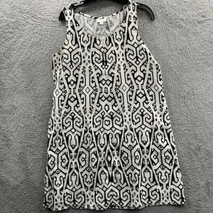 J Jill Dress Womens Small Love Linen Midi White Black Geometric* - Picture 1 of 8