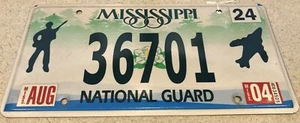 August 2004 Mississippi National Guard License Plate # 36701 Excellent Condition - Picture 1 of 1