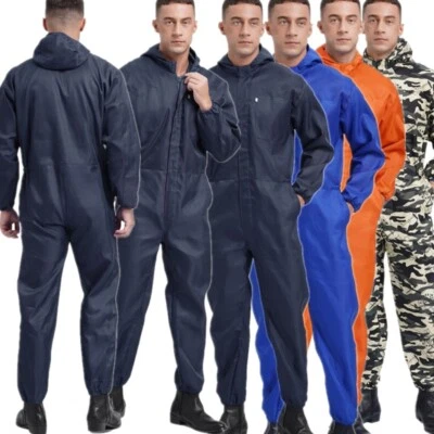 Men Work Hood Safety Overalls Mechanics Jumpsuits Long Sleeve Suits Workwear - Image 1 of 4