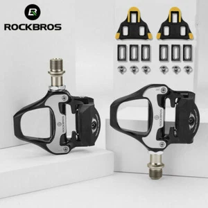 ROCKBROS Cycling Road Bike Pedals SPD-SL Shimano Self-Lock Clipless With Cleats - Picture 1 of 14