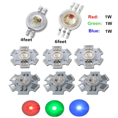 3W RGB 2.2-3.2V Color High Power LED Light 4pin 6 pin 20mm star base for DIY - Image 1 of 4