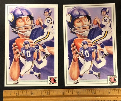 (2)x Fran Tarkenton Minnesota Vikings 1992 Legends Magazine Insert #3 Postcards - Image 1 of 3