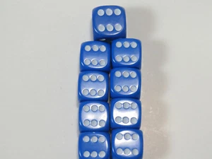 NEW Dice Set of 8 D6 -14 mm + 1 D6 16mm Opaque Blue - 9 Dice in total. - Picture 1 of 3