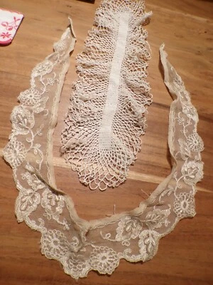 Linge ancien Col ancien dentelle tulle + 1 jabot parure de robe dentelle ( r45 ) - Photo 1/4