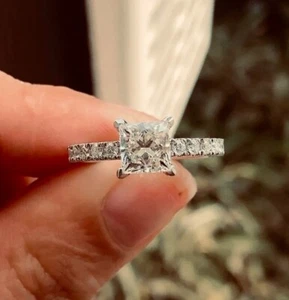 1CT Princess Cut Created Diamond 925 Sterling Silver Ring SZ 7,8 - Picture 1 of 6
