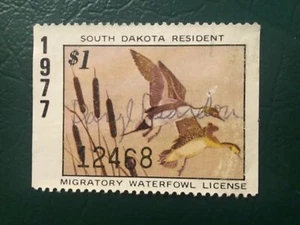 ICOLLECTZONE US South Dakota 1977. Duck Revenue Stamp VF used - Picture 1 of 1
