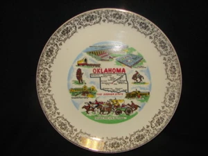 Vintage Souvenir Advertising Oklahoma State 9 1/4 Inch Plate - Picture 1 of 2