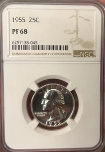 1955 Proof Washington Silver Quarter NGC PF68 - Picture 1 of 2