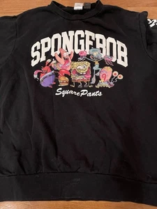 SpongeBob SquarePants Graphic T Sweatshirt, Shirts Unisex Black Sz L - Picture 1 of 6