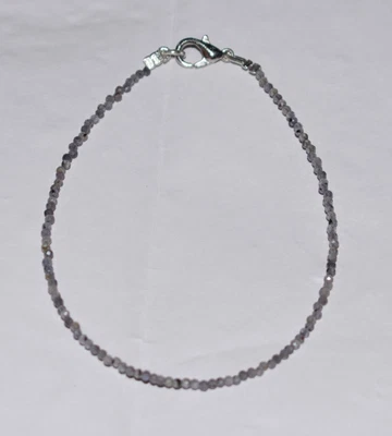 Natural Azul Iolita Gema 2MM Cuentas Redondas 925 Plata de Ley 9" Pulseras - Imagen 1 de 4