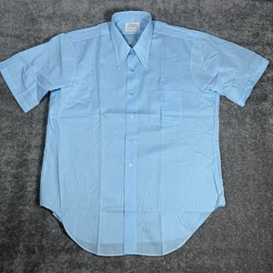 Arrow Surrey Collection Shirt Mens 16.5 Blue Short Sleeve Sanforized Madison Ave - Picture 1 of 7