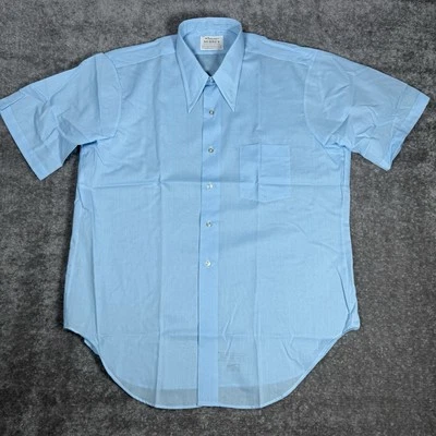 Arrow Surrey Collection Shirt Mens 16.5 Blue Short Sleeve Sanforized Madison Ave - Image 1 of 4